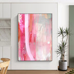 Pink and Red Strips Minimalist Abstract Painting GAB0321