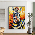 Colorful Zebra Portrait Painting with Artistic Stripes GAB0107