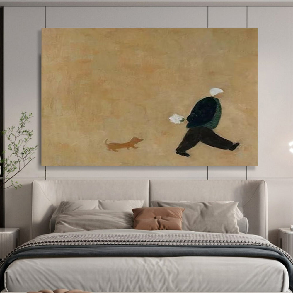 Man and Dog Abstract Painting for Heartwarming Spaces YHT109