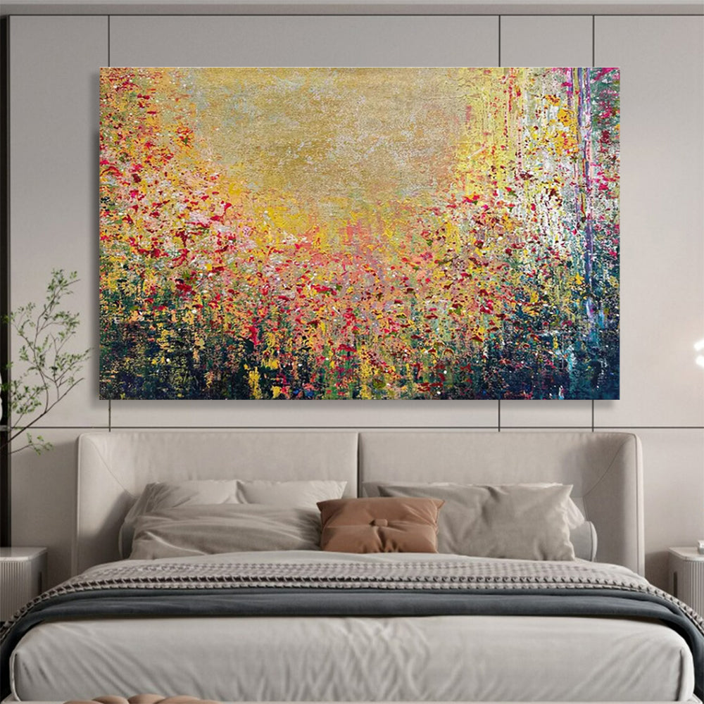 Colorful Flower Field Abstract Painting for Cheerful Breakfast Nooks YHT325