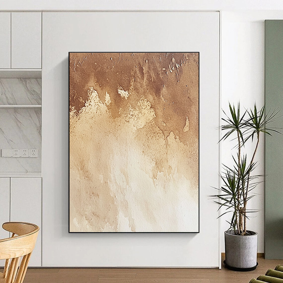 Brown Watercolor Wash Abstract Painting with Subtle Warmth WINK004
