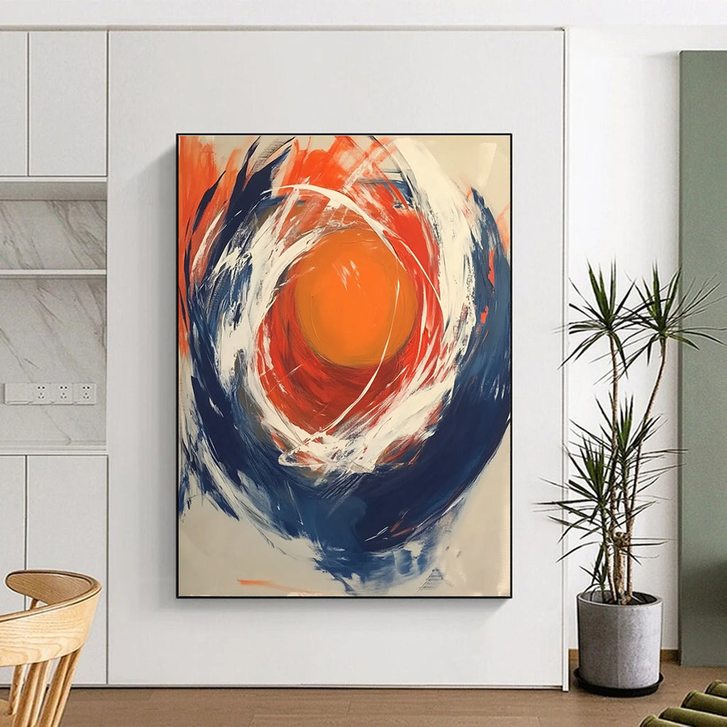 Circular Color Swirl Abstract Painting for Vibrant Fitness Studio Walls GAB1198