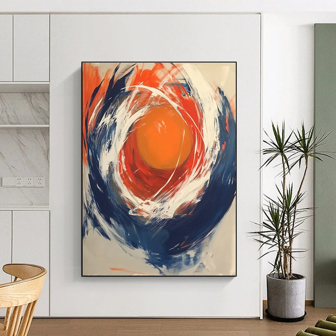 Circular Color Swirl Abstract Painting for Vibrant Fitness Studio Walls GAB1198