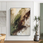 Green - Brown - White Abstract Painting for Nature - Lover Living Rooms HENG118