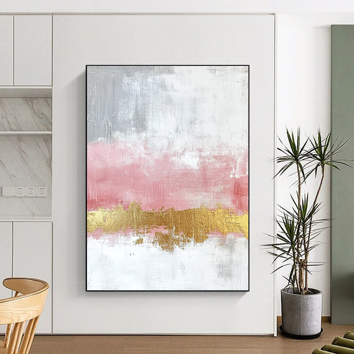 Pink Gold Abstract Painting with Elegant Warmth WINK330