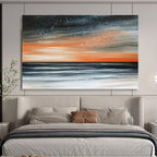 Starry Sea Sunset Abstract Painting with Contrasting Colors ABS289