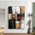 Earth Tone Geometric Abstract Painting for Rustic - Chic Cafes GAB0856