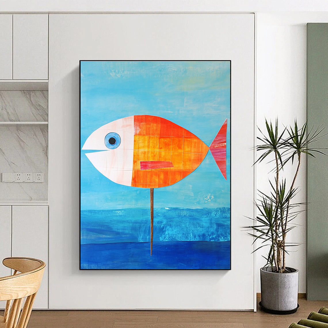 Fish on a Stick Abstract Painting of Quirky Creativity GAB0129