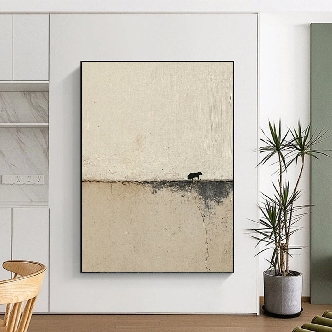 Minimalist Abstract with Small Figure Painting for Contemporary Art Galleries GAB1165