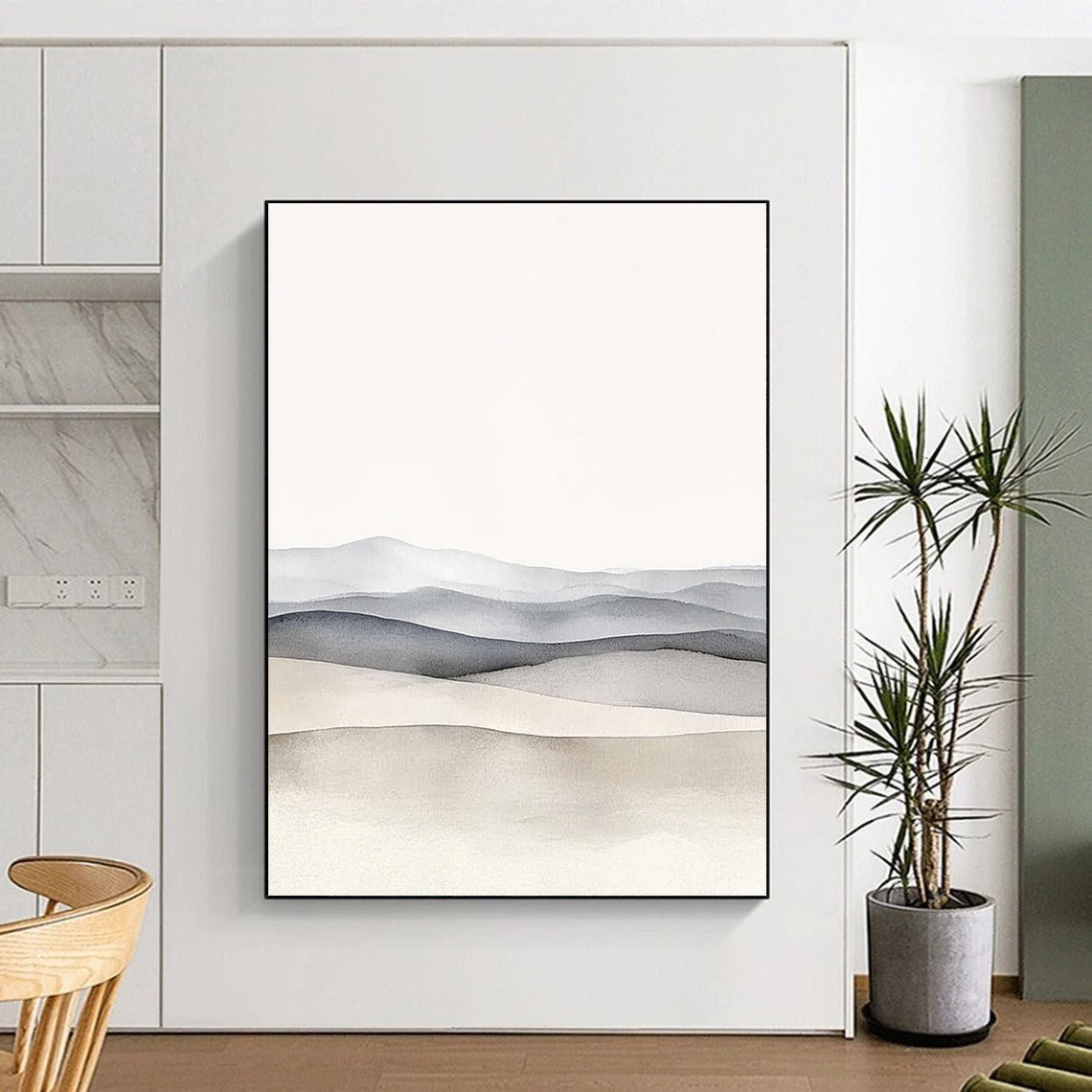 Gray Mountain Layers Minimalist Abstract Painting for Zen Spaces GAB1512