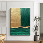 Gold and Green Geometry Abstract Painting for Luxury Hotel Suites GAB1332