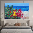 Beach Flowers Abstract Painting for Beachfront Home Living Rooms YHT433
