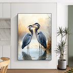 Herons in Mist Romantic Abstract Painting for Tranquil Spaces GAB1497