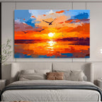 Orange Sunset Abstract Painting with Soaring Avian Energy ABS443