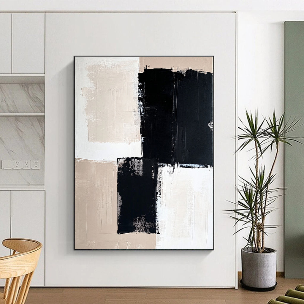 Monochrome Geometric Abstract Painting with Bold Simplicity WINK503