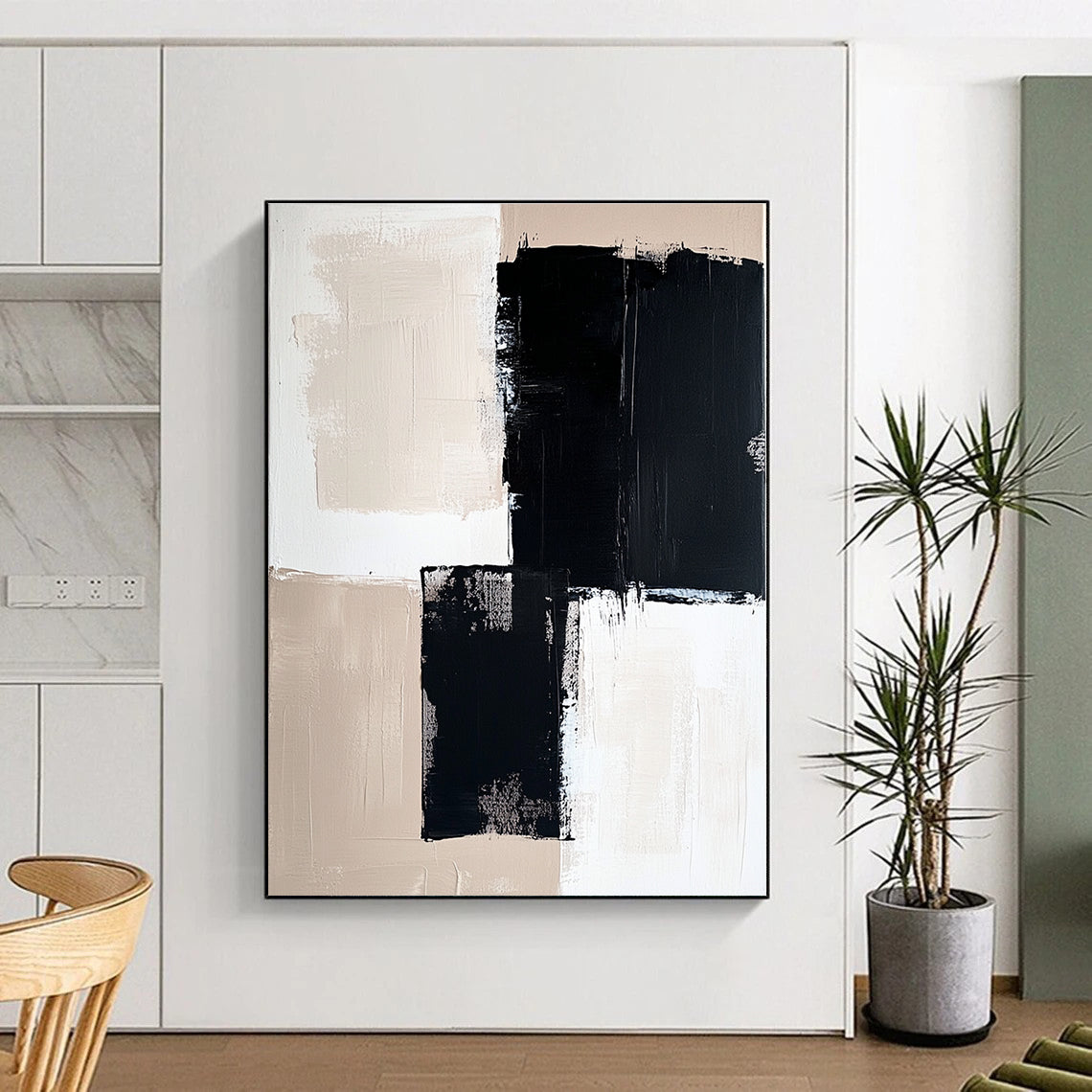 Monochrome Geometric Abstract Painting with Bold Simplicity WINK503
