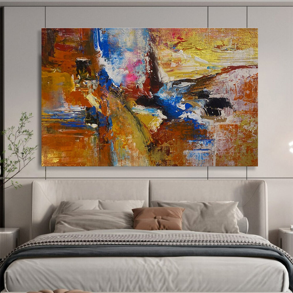 Orange - Blue - Gold Abstract Painting for Vibrant Creative Studios YHT385