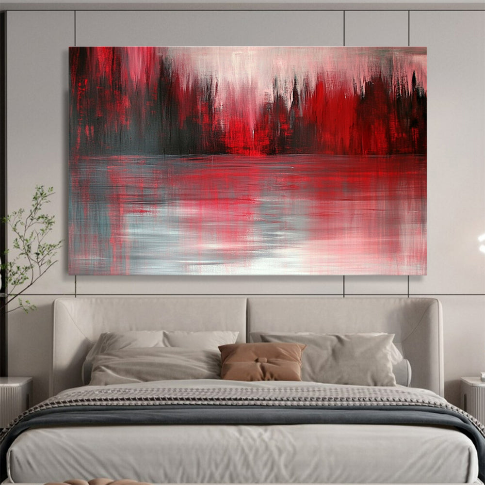 Red and Gray Reflection with Moody Tones Abstract Painting ABS331