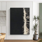 Black and White Wave Contrast Abstract Painting of Minimalist Motion GAB0181