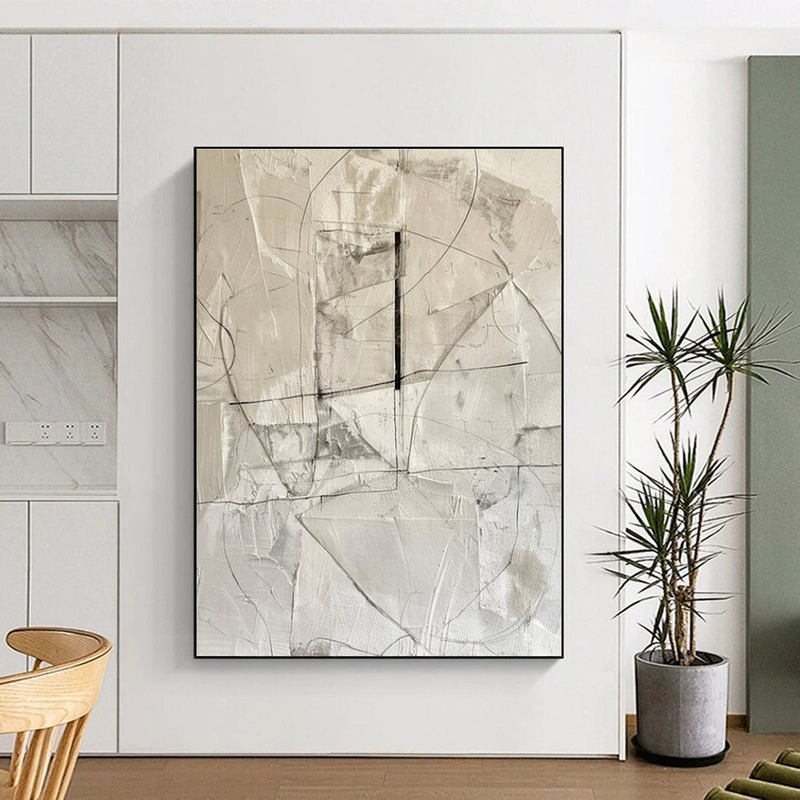 Minimalist Line Abstract Painting for Modern Office Lobbies HENG001