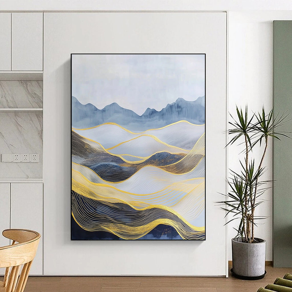 Golden Wave Mountainscape - Opulent Landscape Abstract Art GAB0414