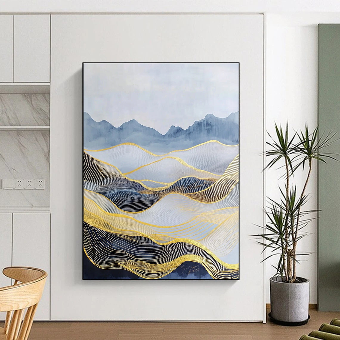 Golden Wave Mountainscape - Opulent Landscape Abstract Art GAB0414