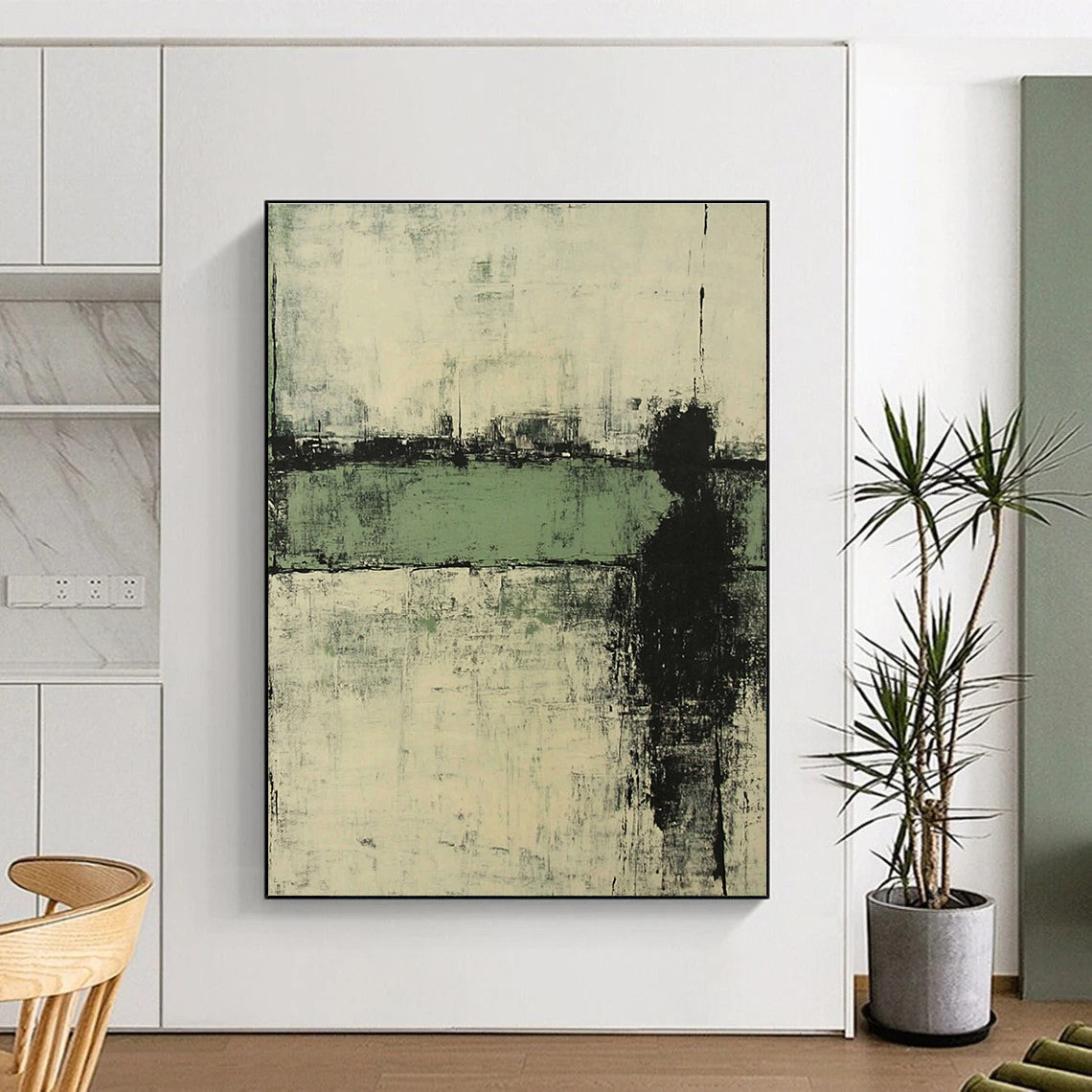 Monochrome Solitary Abstract Painting for Industrial - Themed Galleries GAB0898