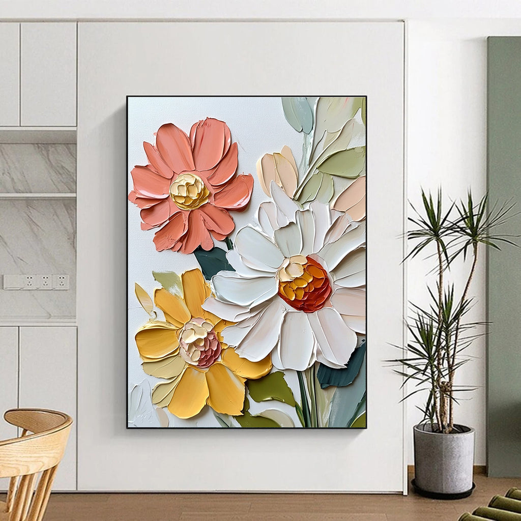 Textured Floral Bouquet Impasto Flower Abstract Painting GAB0278