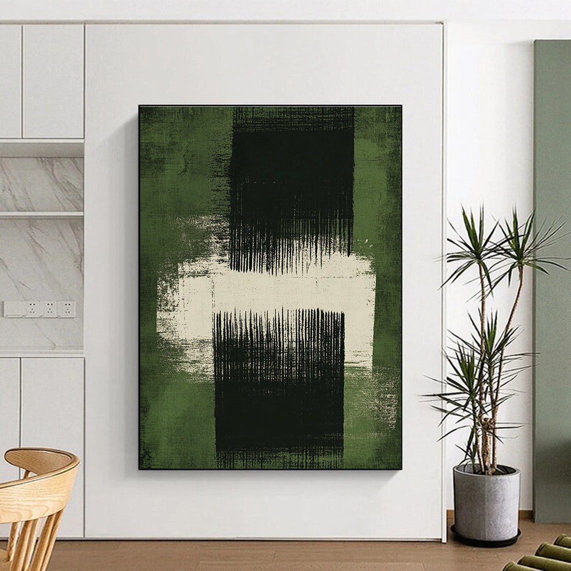 Green and Black Abstract Painting with Bold Simplicity WINK110