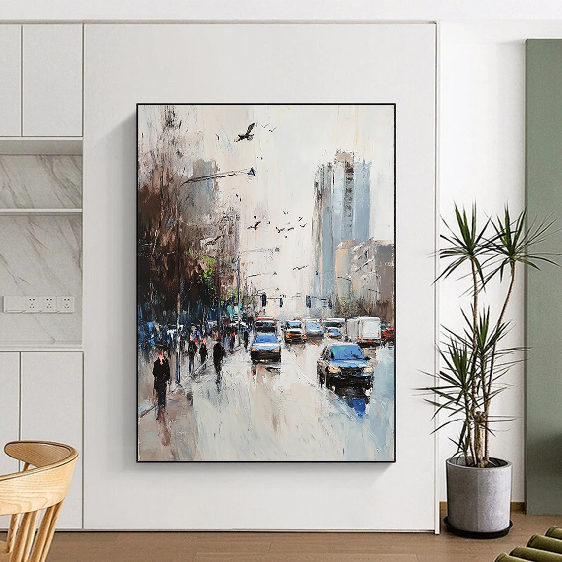 City Street Scene Abstract Painting with Dynamic Elements GAB0050