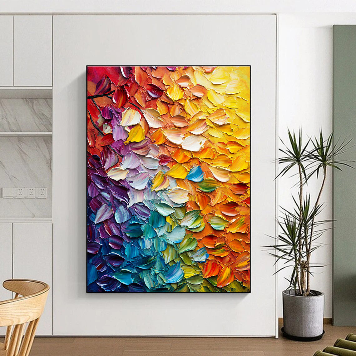 Colorful Petal Abstract Painting with Impasto Technique WINK833