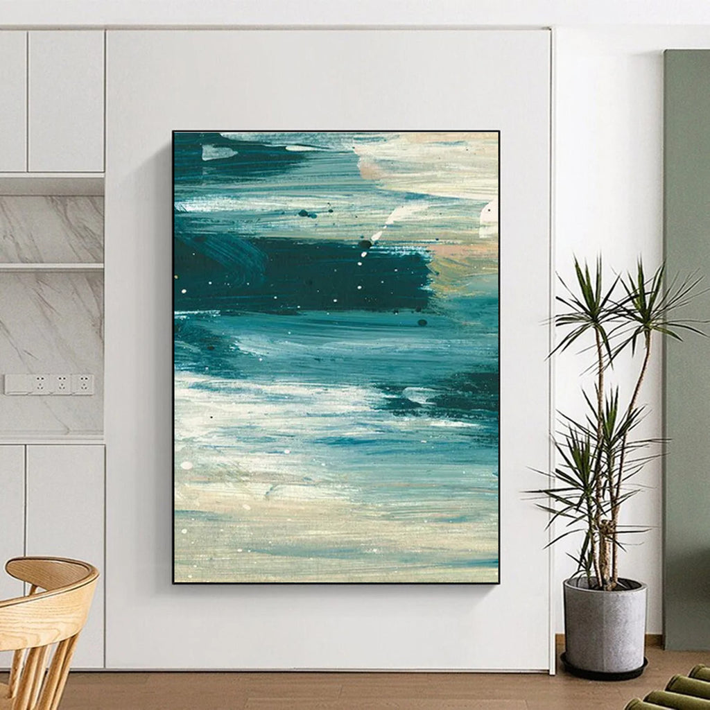 Dynamic Blue - White Abstract Painting for Modern Living Room Corners HENG177