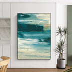 Dynamic Blue - White Abstract Painting for Modern Living Room Corners HENG177