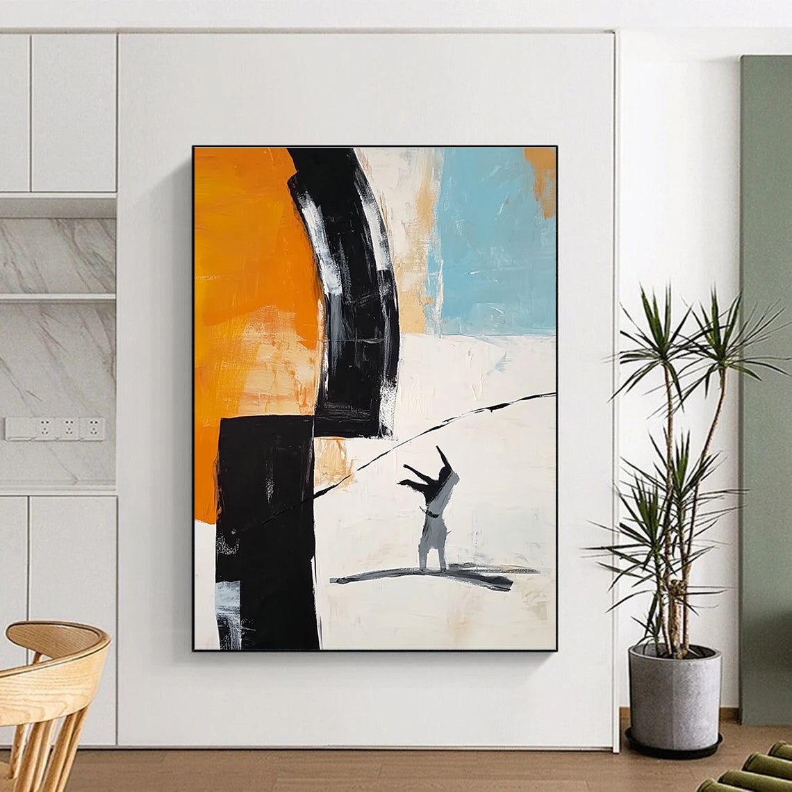 Figure and Color Block Abstract Painting for Contemporary Office Collaboration Zones GAB1193