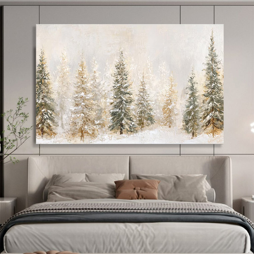 Snowy Forest Abstract Painting for Winter - Themed Spas YHT421