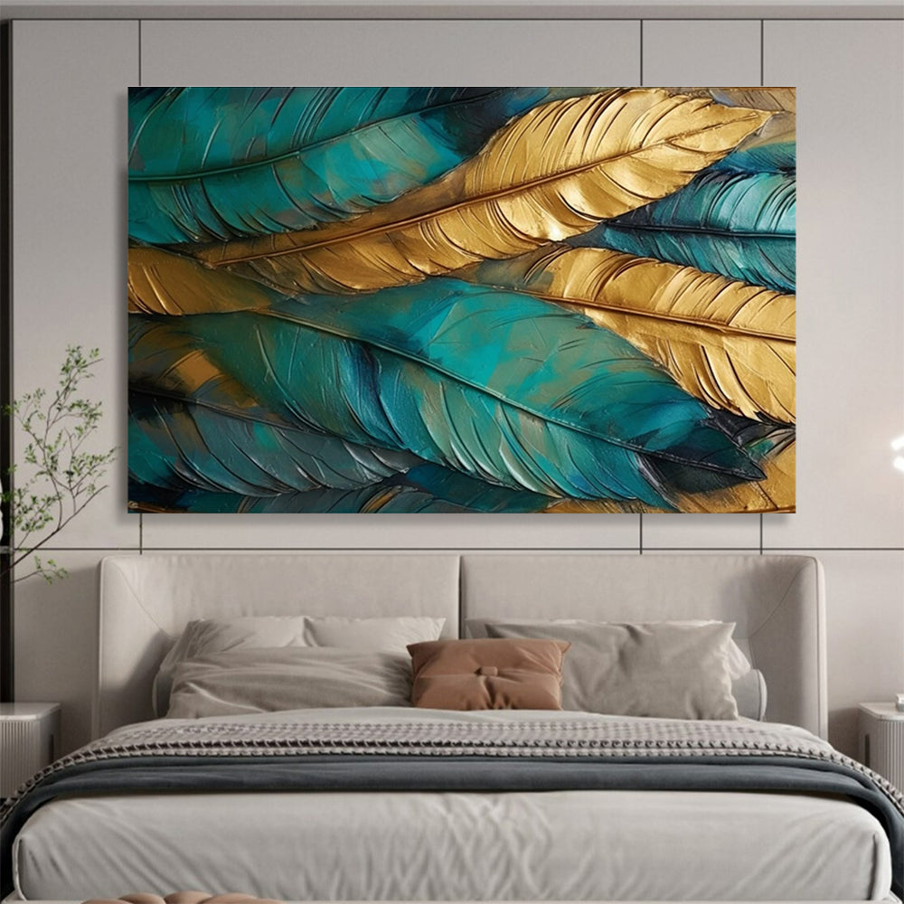 Feather Abstract Painting for Sophisticated Bedroom Retreats YHT298