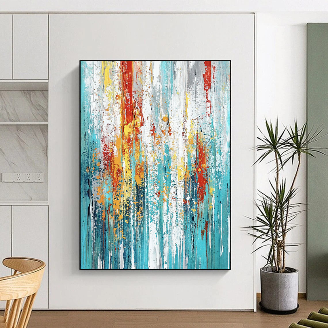 Colorful Dripping Stripes Abstract Painting for Vibrant Creative Hubs GAB0839