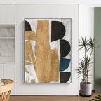 Geometric Gold - Black Abstract Painting for Luxury Home Entrances HENG216