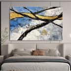 Golden Branches Abstract Painting with Luxurious, Textured Elegance ABS525