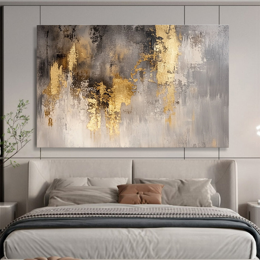 Gray and Gold Abstract: Elegant Contrast in Muted Tones Abstract Painting ABS167
