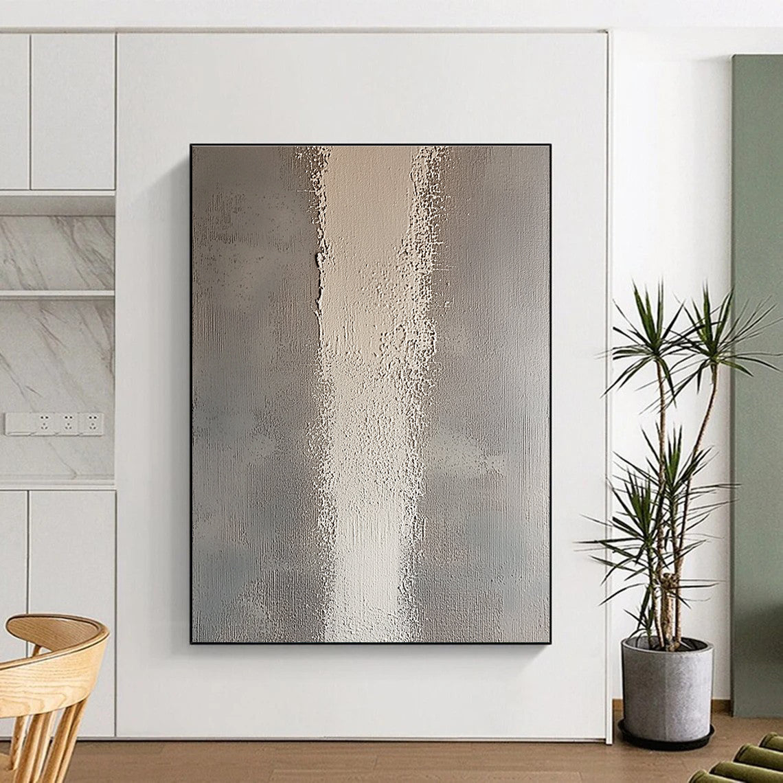 Subtle Textured Stripes Abstract Painting with Quiet Sophistication WINK294