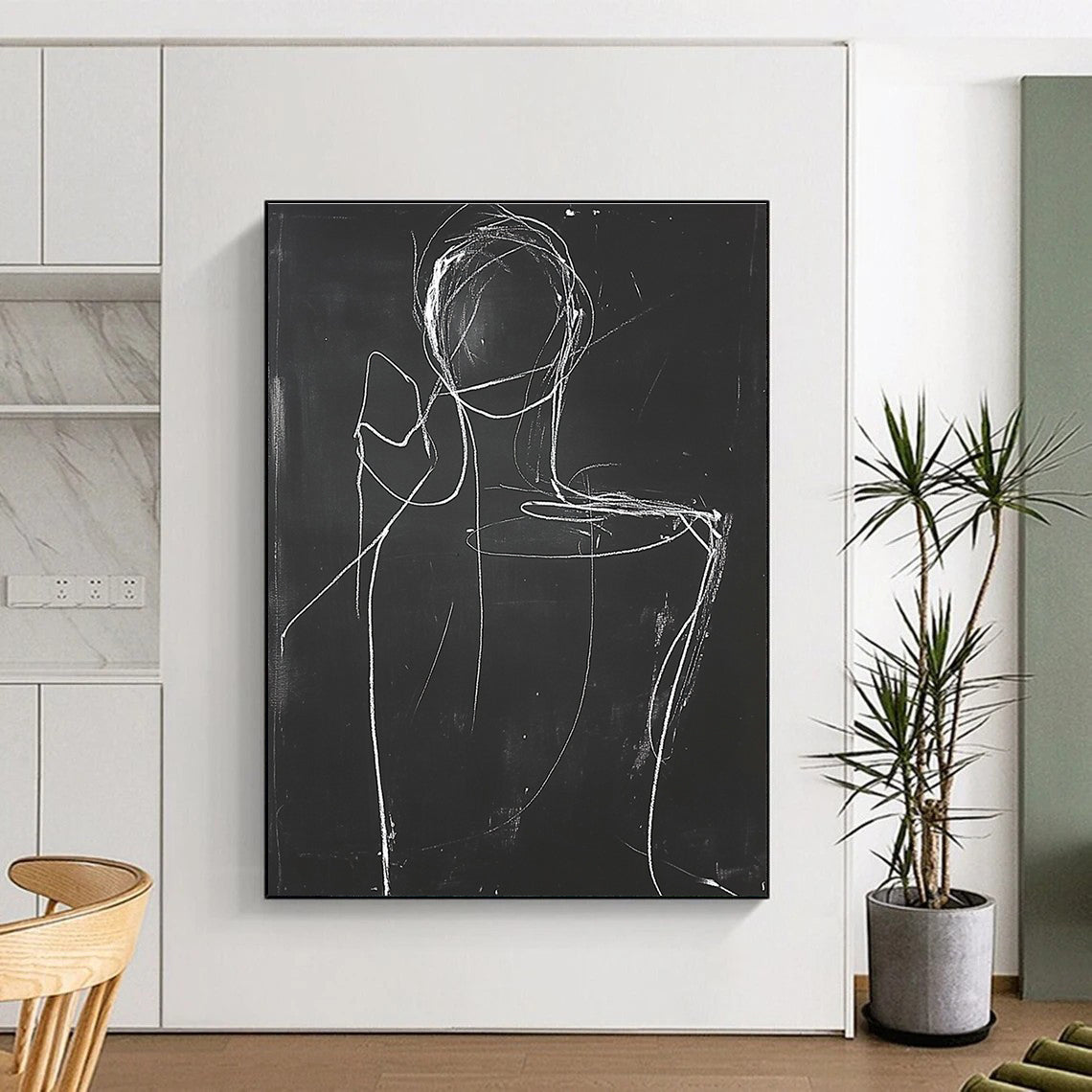 Minimalist Figure Sketch Painting with Expressive Lines GAB0109