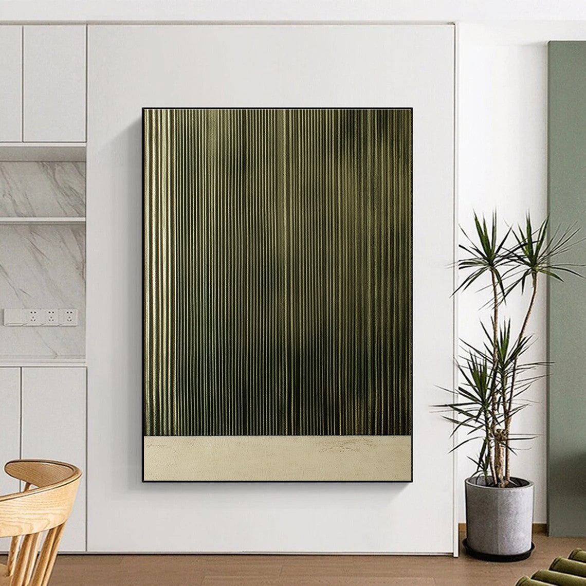 Green Corrugated Texture Minimalist Abstract Art GAB0372