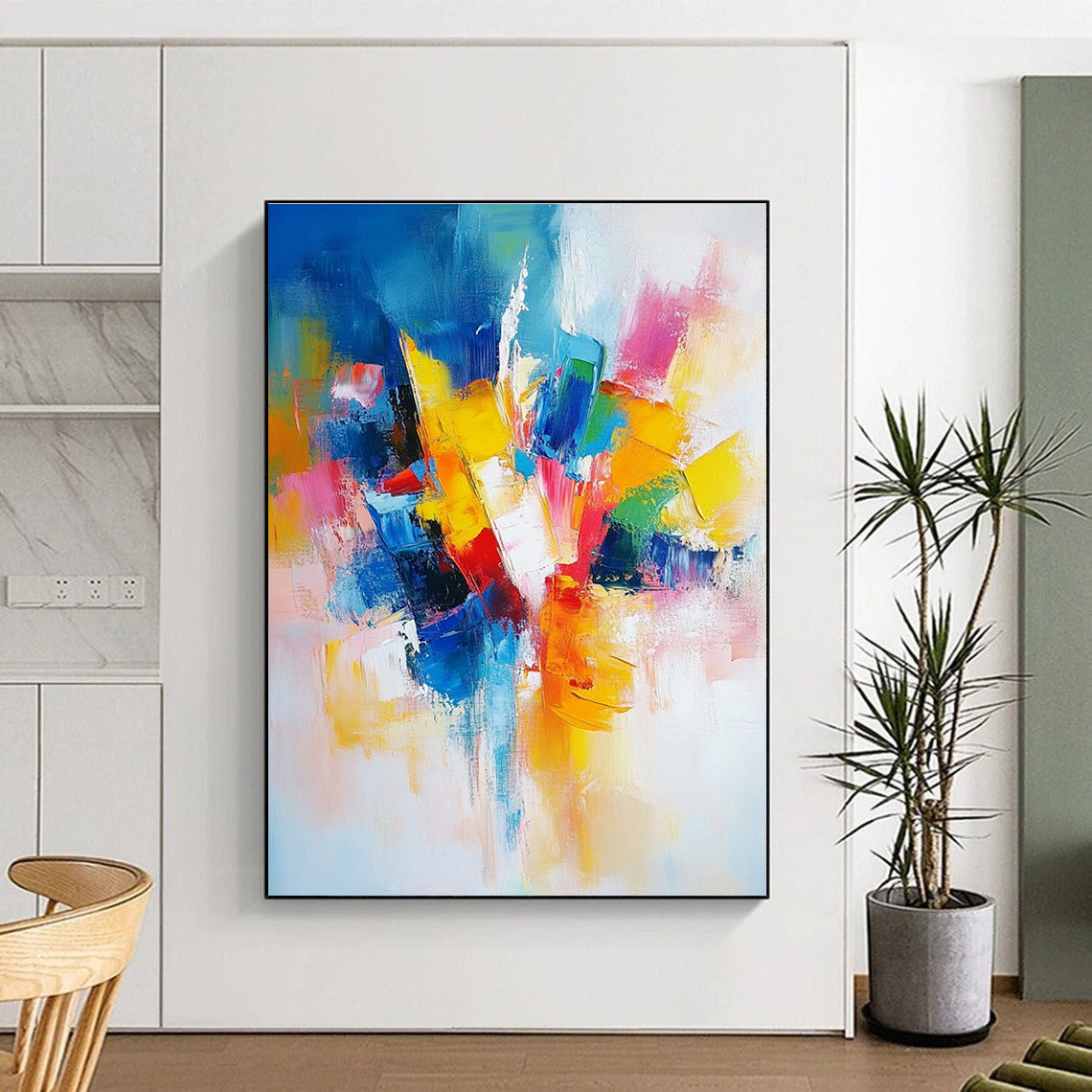 Vivid Color Block Abstract Painting with Bold Combinations WINK576