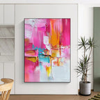 Pink Orange Blue Abstract Painting with Lively Textures WINK520