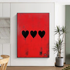 Red and Black Hearts Edgy Abstract Painting for Bold Spaces GAB1489