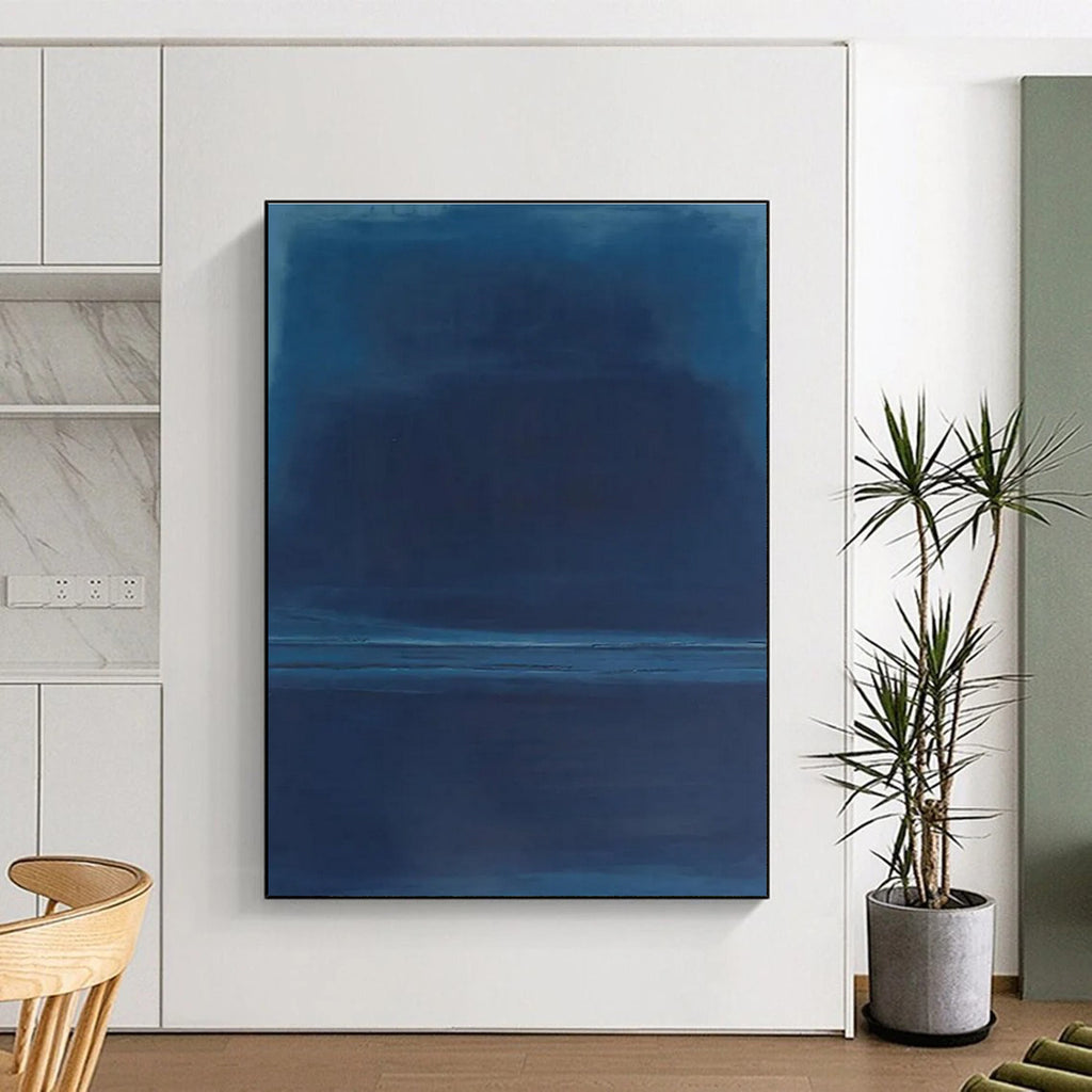 Deep Blue Gradient Abstract Painting for Nautical - Inspired Studies HENG474