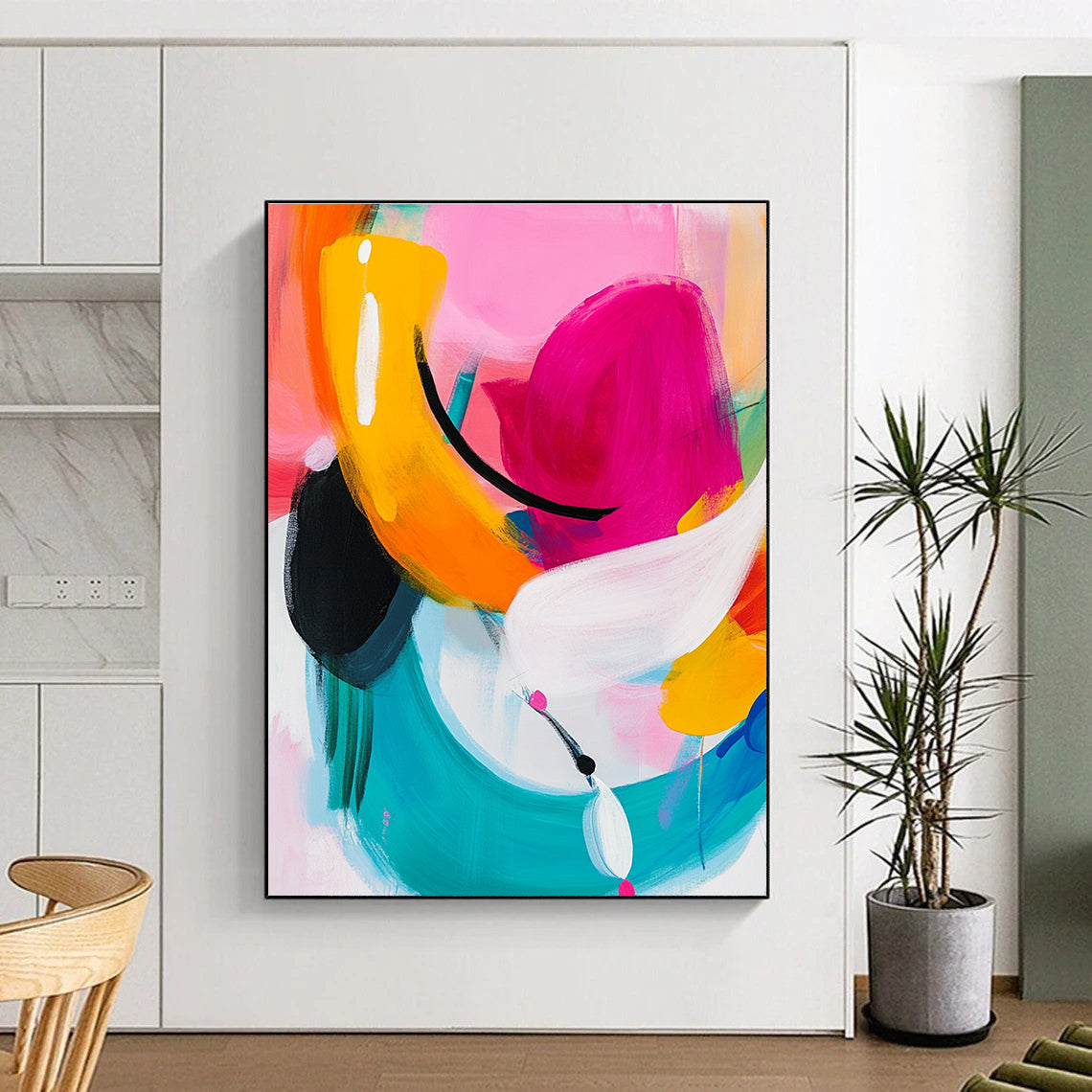Colorful Curved Abstract Painting for Lively - Themed Playrooms GAB0961