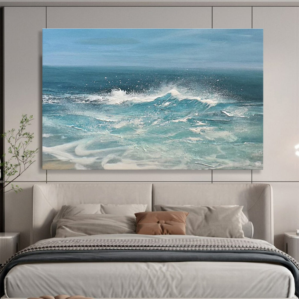 Crashing Waves Abstract Dynamic Seascape Painting for Adventure - Inspired Spaces YHT024