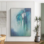 Dripping Blue Branches Ethereal Nature Abstract Painting GAB0266